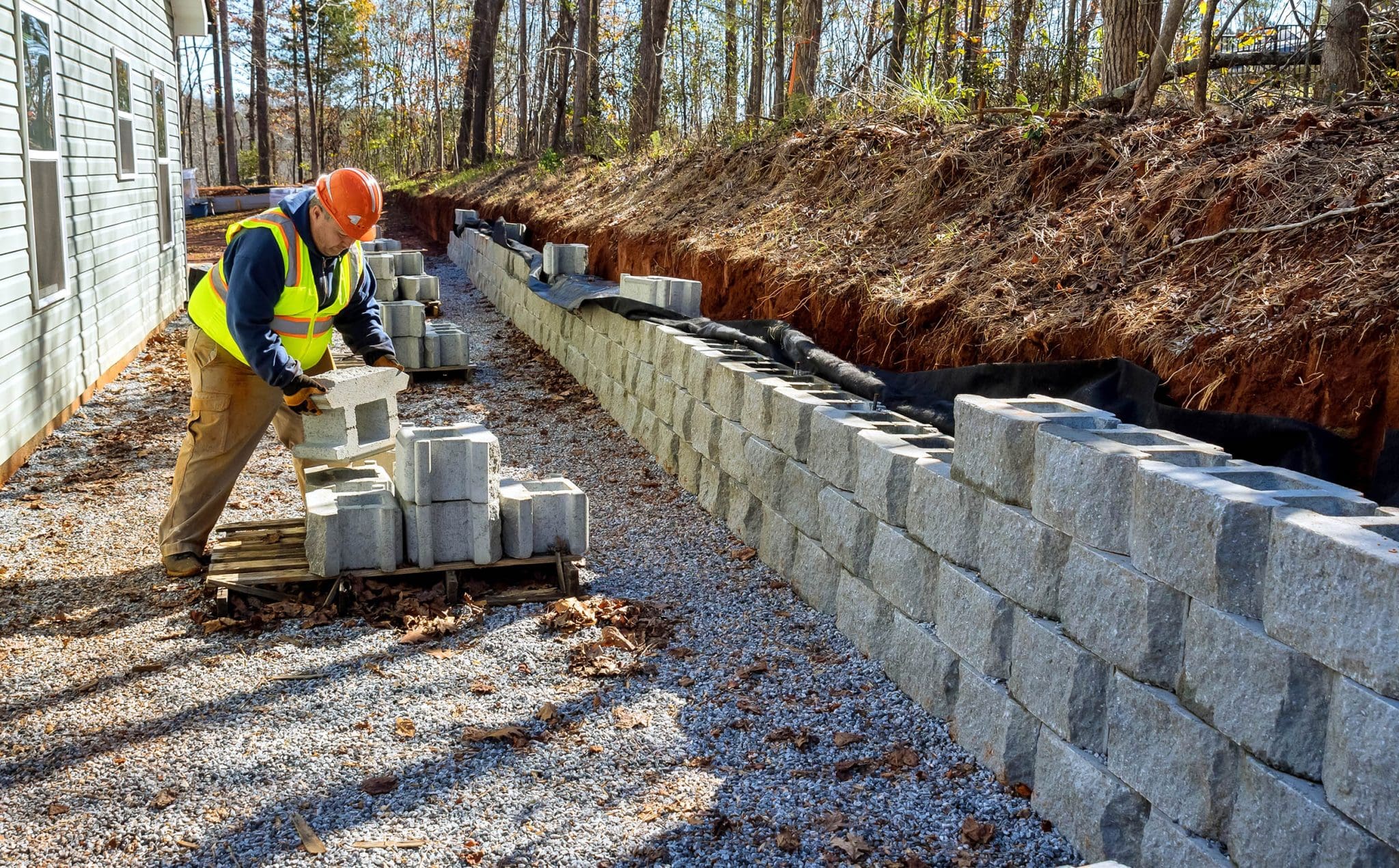 Retaining Wall Installation in Walker project 2